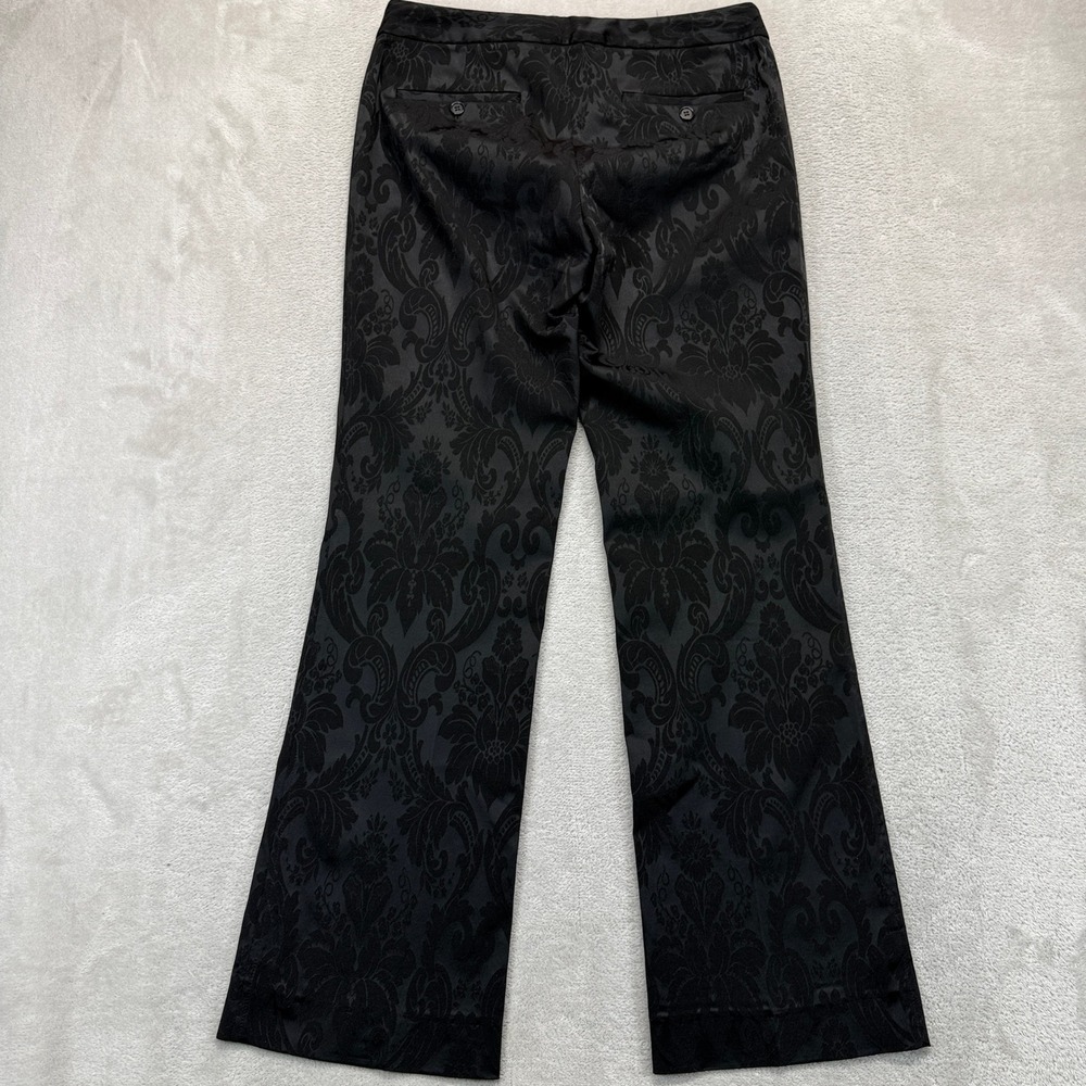 Theory Pants Womens 8 Brocade Flare Dress Black Floral Jacquard Viscose Trousers - Picture 5 of 10